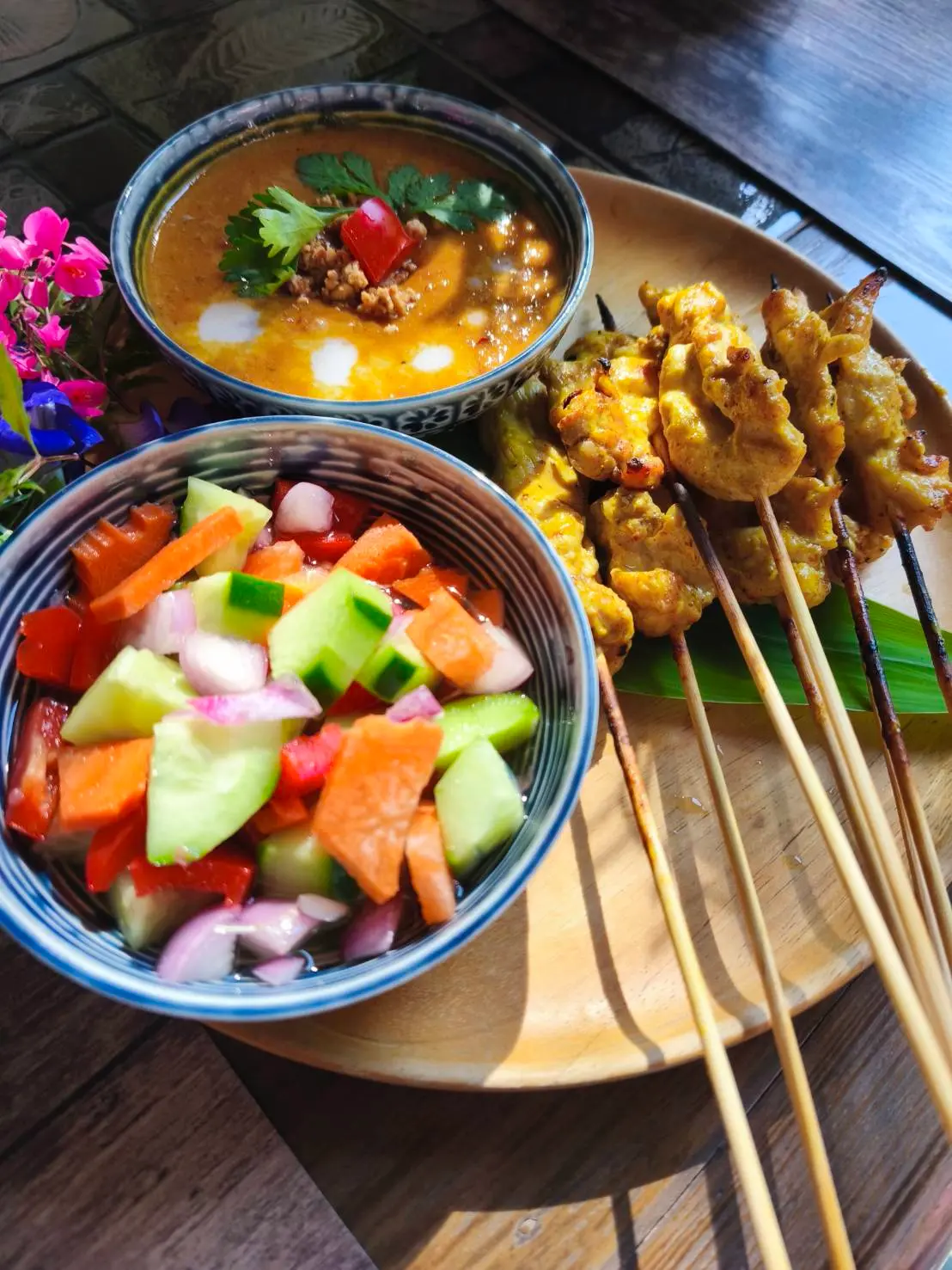 Beautiful presentation of Thai dishes at Trichada cooking class